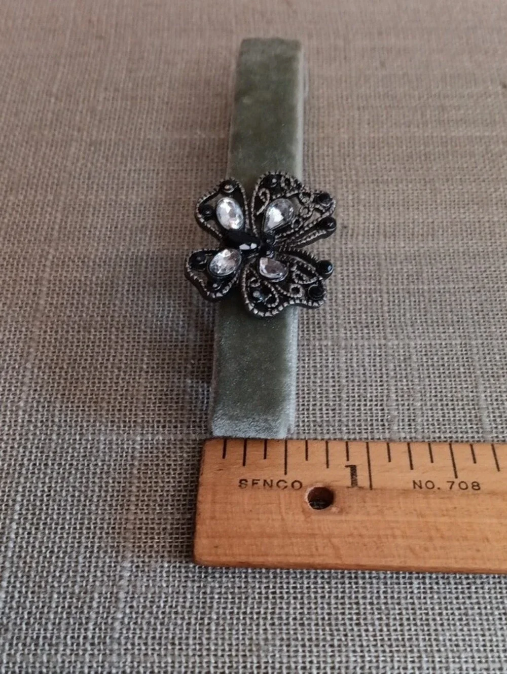 Goody Velvet Butterfly Barrette Hair Clip in Light Olive Green